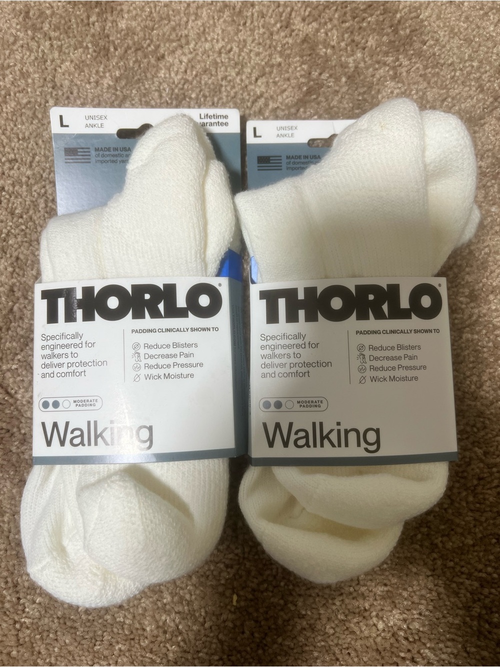NEW Thorlo 2 packs sock walking socks size: L